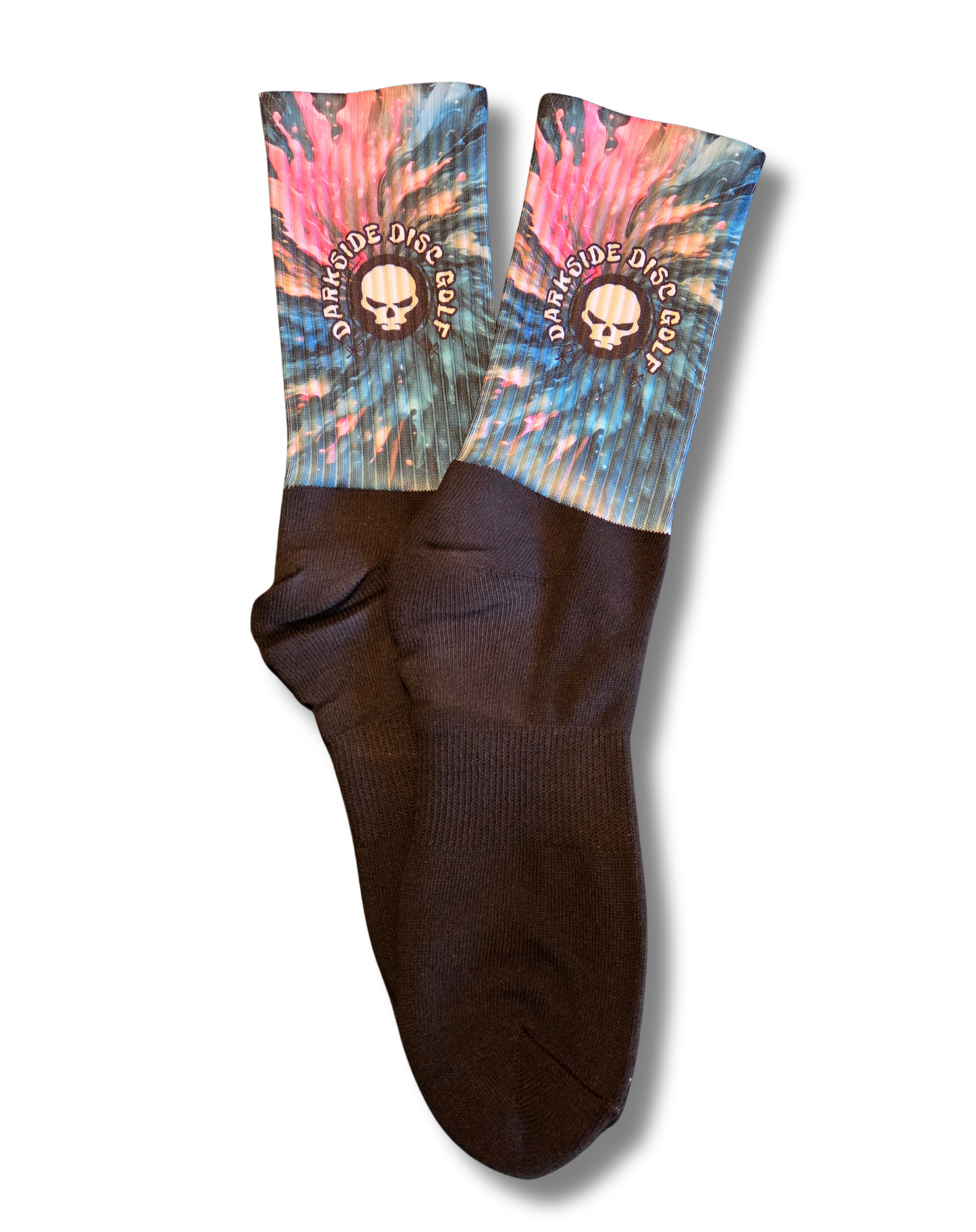 Disc Golf Sock Pink/Teal Paint Splash (L)