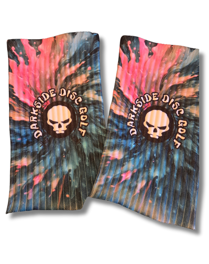 Disc Golf Sock Pink/Teal Paint Splash (L)